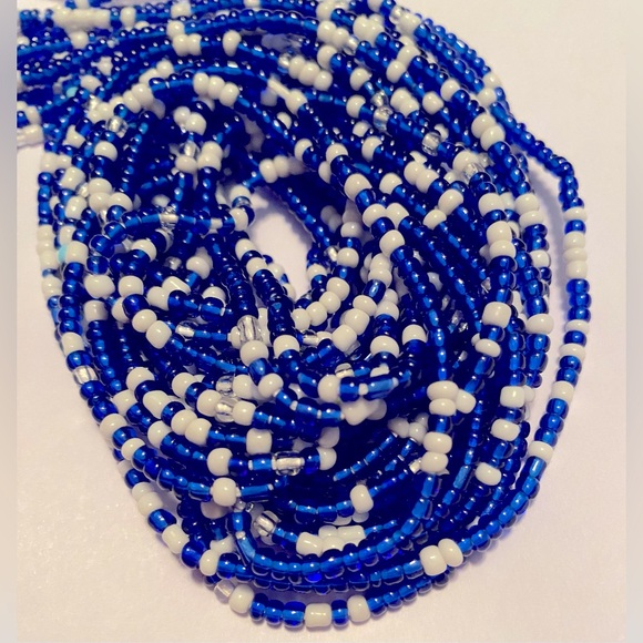 NWT “BLUE LIGHTNING ”HANDMADE BEGINNER UP 50 IN DIY BLUE/WHITE WAISTFULLOFBEADS - Picture 3 of 9